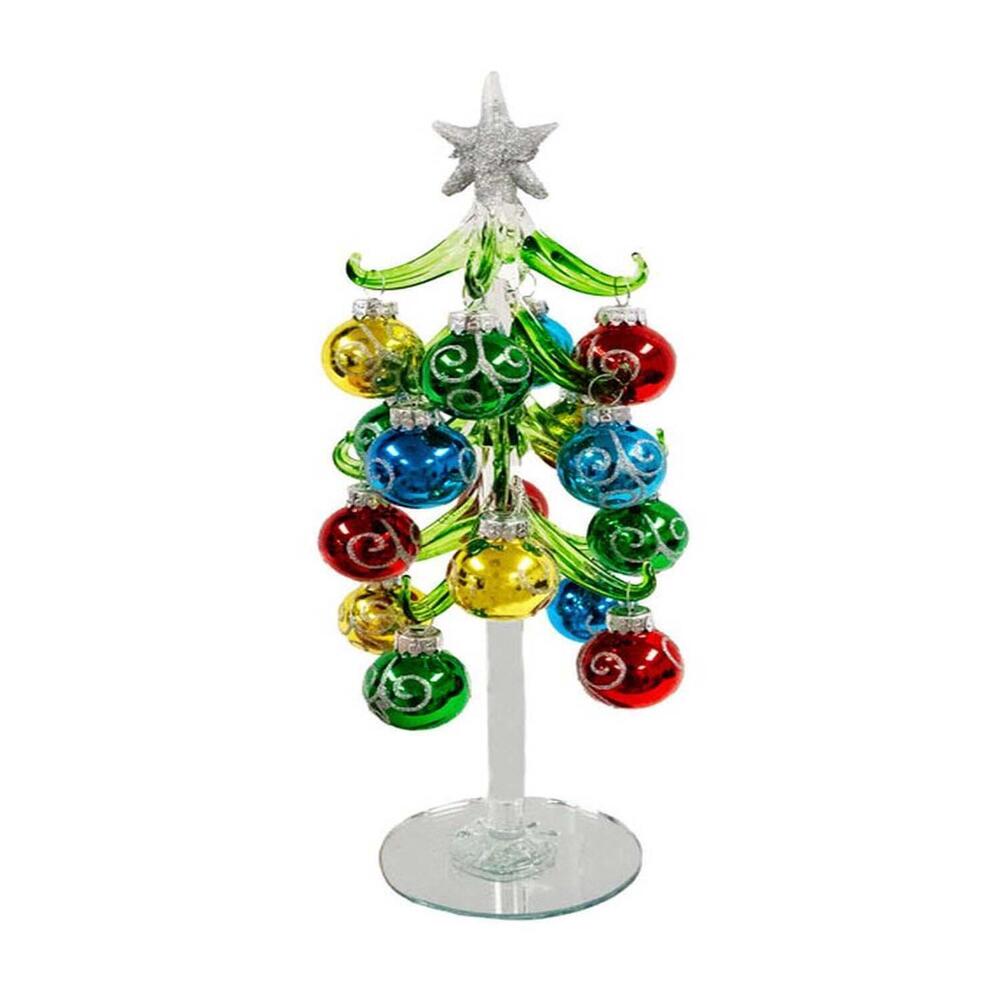 Red Carpet 2-pack 10" Evergreen Tree w/16 Silver Glitter Ornaments